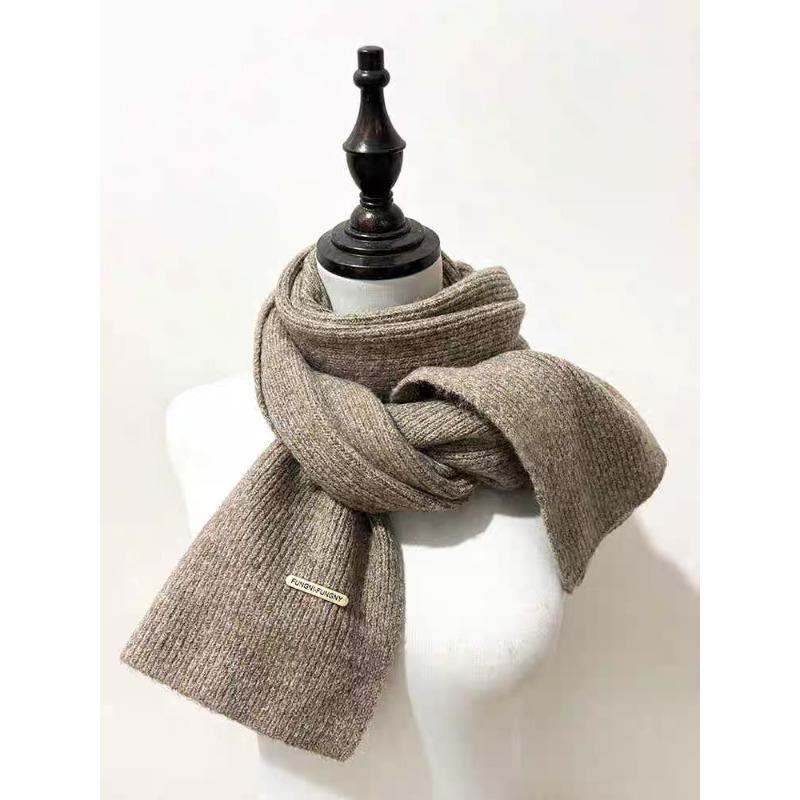 New Iron Label Wool Knitted Scarf Women's Couple Style Versatile Scarf for Men and Women Winter Small Scarf Men's Versatile