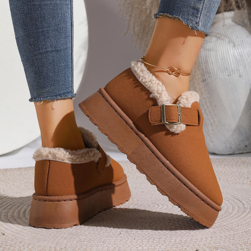 Autumn Winter Thick Sole Plush Women's Snow Boots Comfortable Warm Round Toe Ankle Boots Woman Platform Cotton Shoes