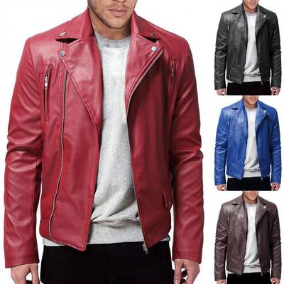 Autumn 2022 Men's Casual European & American Slim Fit Plus Size Motorcycle Leather Jacket