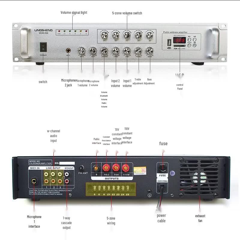 Lingsheng 5-Zone Public Address Amplifier (CN version)