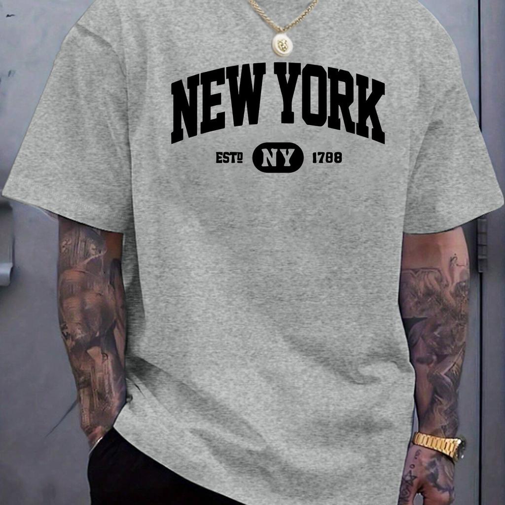 100 Pure Cotton Unisexs Casual Loose And Fashionable New York Letter Printed Sports Breathable Short Sleeved Round Neck Tshirt