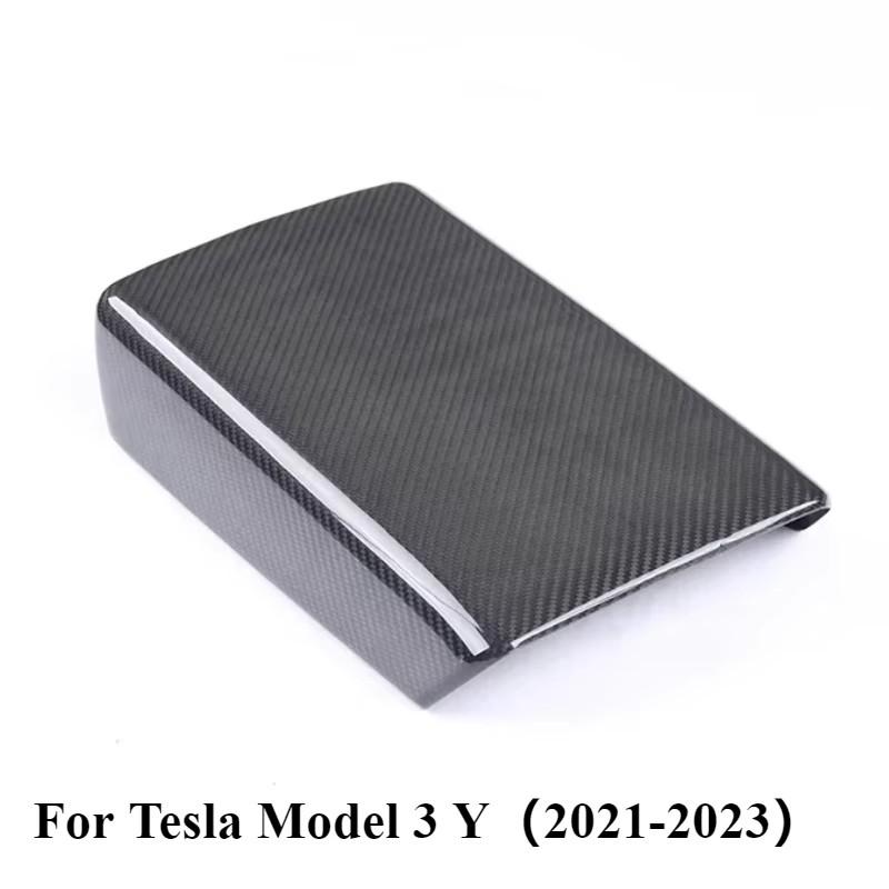 

For Tesla Model 3 Y Accessories Armrest Protector Box 3K 240G Real Carbon Fiber Cover Center Console Panel Pad Model3 Highland
