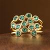 Green Cubic Zirconia Declaration Ring, Multi Row Bubble Bezel Set, Stackable Open Ring, Suitable for Elegant Party Jewelry Gifts