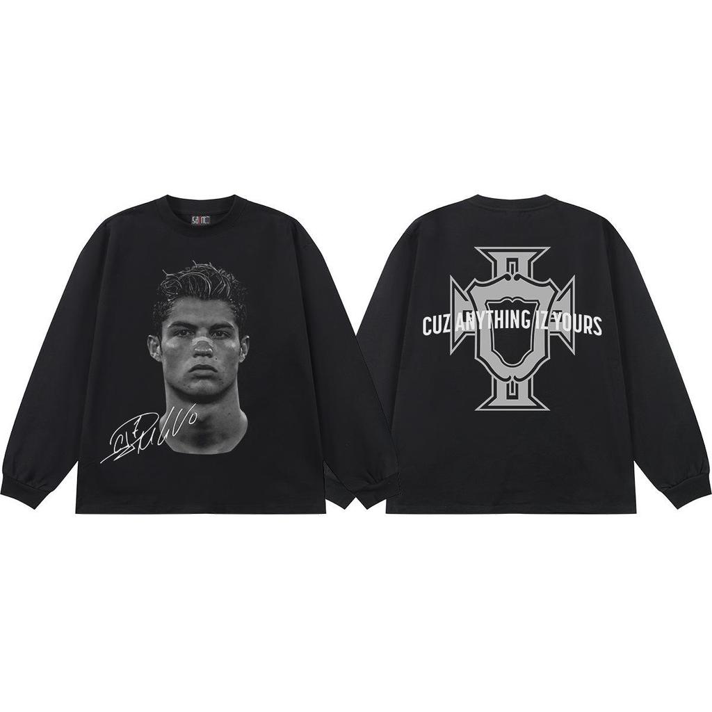 2025 Cristiano Ronaldo Retro Streetwear Vintage Zwaar T-shirt - Unisex 300g Directe Injectie Print