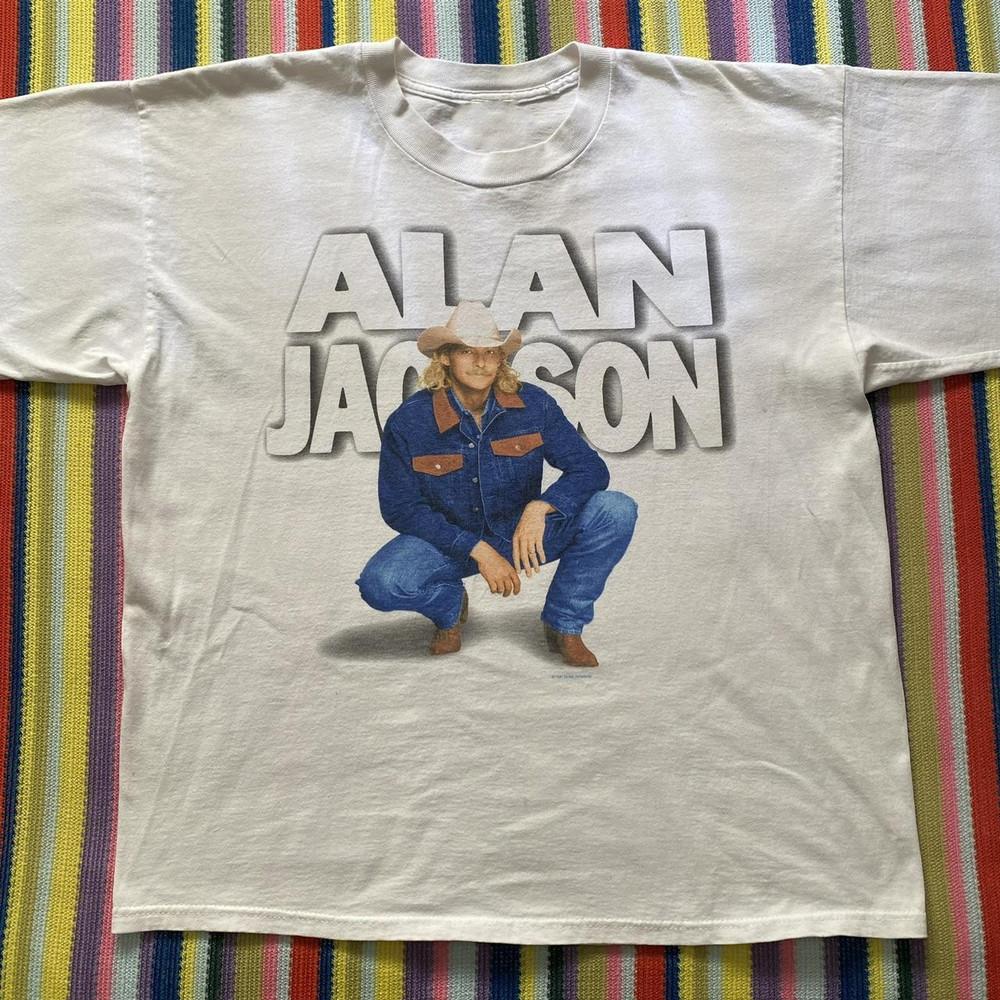 Vtg Alan Jackson Music Tour Concert Cotton White All Size T Shirt For Men TR267 Unisex T-Shirt XXL
