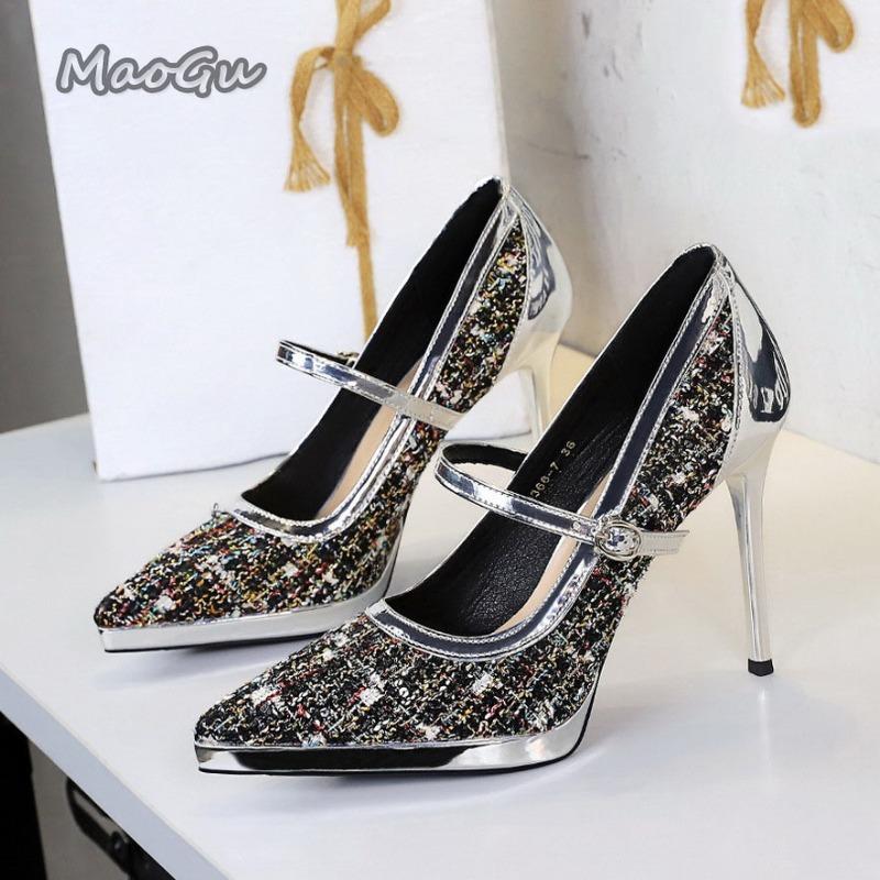 Fashion Fashion High Heels Women Pumps Buckle Straps Luxury Banquet Shoes Sexy Party Shoes Women 10.5cm Heels Stiletto Ladies Sandals