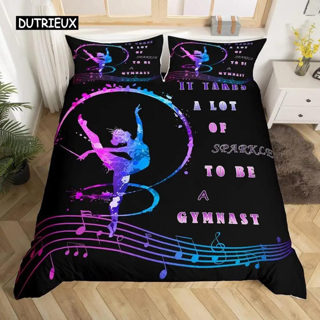 Ballett Bettwäsche Set Liebe Gymnastik Bettwäsche Set Polyester Tänzer Musikalische Decke Abdeckung