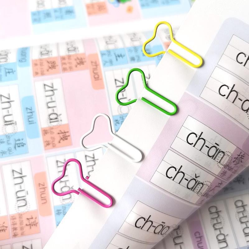Creative Bone-Shaped Paper Clips: 100-Piece Colored Metal Bookmark and Office Stationery Set