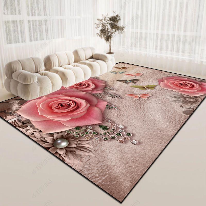 Modern Light Luxury Carpets Flower 3D Rug for Bedroom Large Floor Mat Living Room Sofa Non-slip Carpet Washable Lounge Study Rug