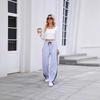 2026 Spring New European and American Retro Side Stripes Contrasting Wide-leg Pants Loose Design Sports Thin Sweatpants Women