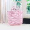 Square hand-held woven basket, plastic woven vegetable basket, waterproof and large-capacity wedding birthday party woven handbag.