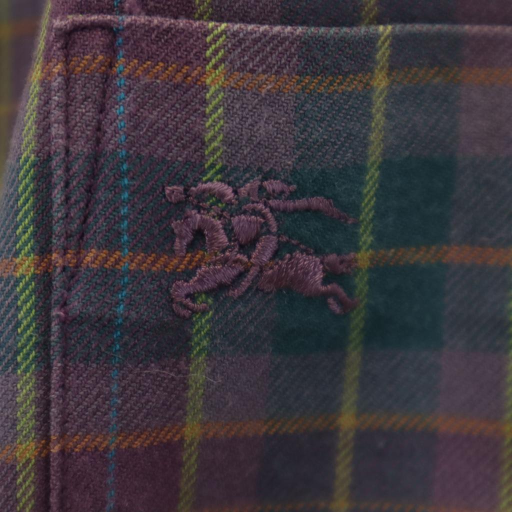 Burberrys 90s Old Check Pattern Long Sleeve Shirt L Purple Men's Used