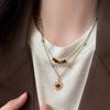 Fashion Double Layer Sunflower Pendant Necklace For Women Brown Tiger Eye Stone Beaded Sweater Dress Chain Choker Luxury Jewelry
