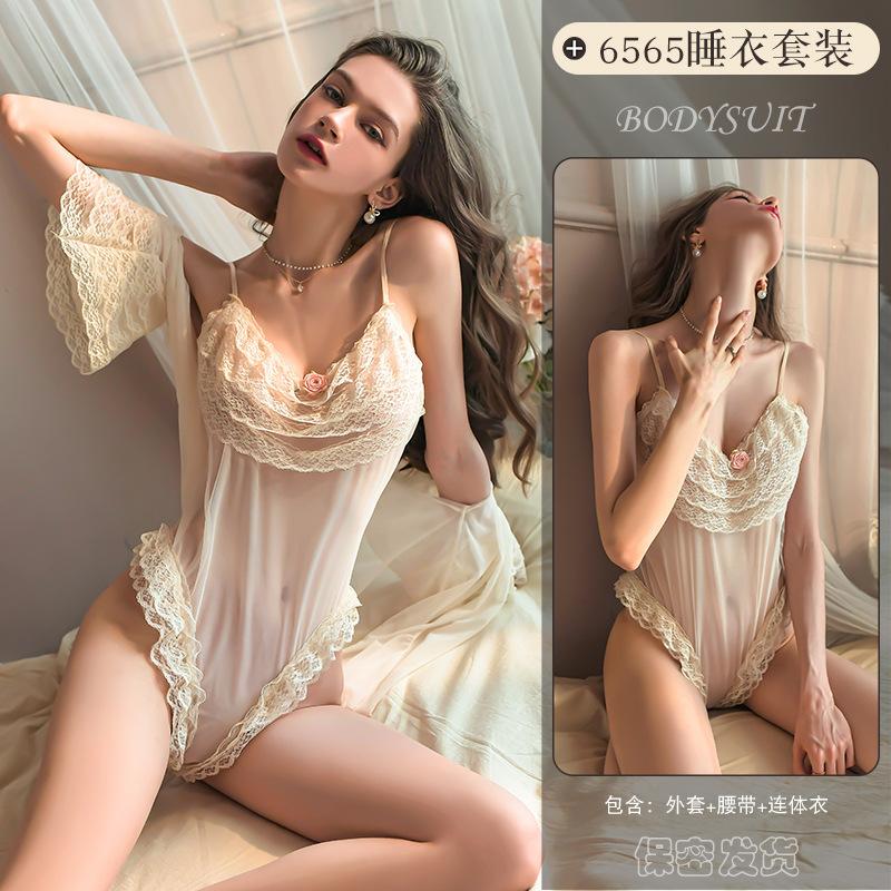 Sexy Lingerie Sexy Lace Onesie Women'S Pajamas Hot Perspective Uniform Seduction Passion Suit 6565