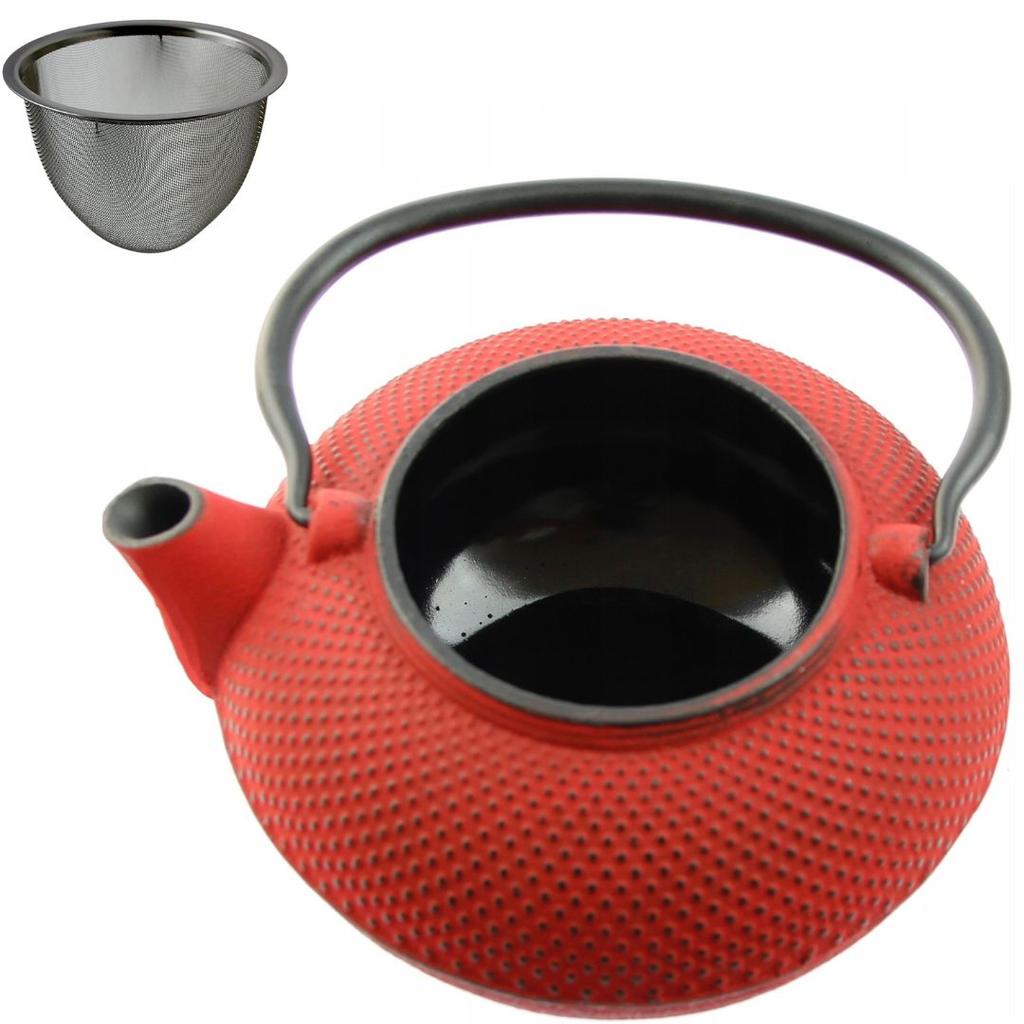 KETTLE 1.5 L CAST IRON TEAPOT STRAINER TEA INFuser SET + 2x CUPS