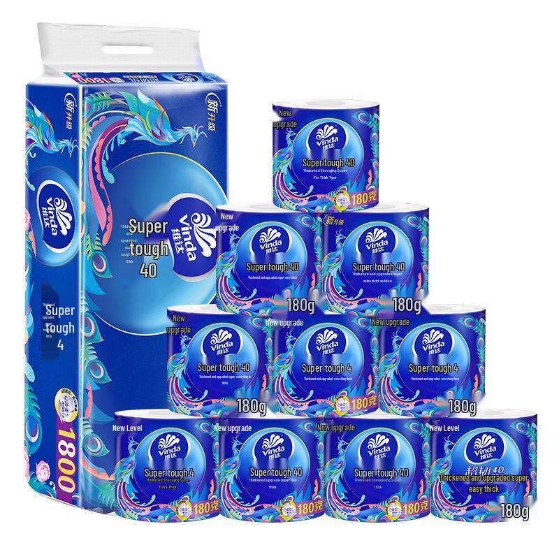 Vinda Classic Blue Roll Paper: 200g, National Tide: 180g, Super Tough: 130g, Cored Toilet Paper: 140g.