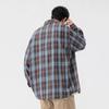 MEDE Men's Casual Color-Block Plaid Loose Fit Long Sleeve Shirt Jacket
