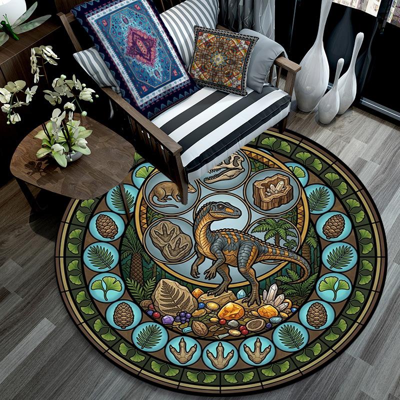 Prehistoric Fossil Garden Round Area Rug Under Office Chairs Bedroom Living Room Home Decor