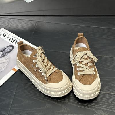9 Muffin dicke Sohle Schuhe Damen Imitat Samt Textur 2 Herbst Retro vielseitig runde Zehen Damen Freizeitschuhe