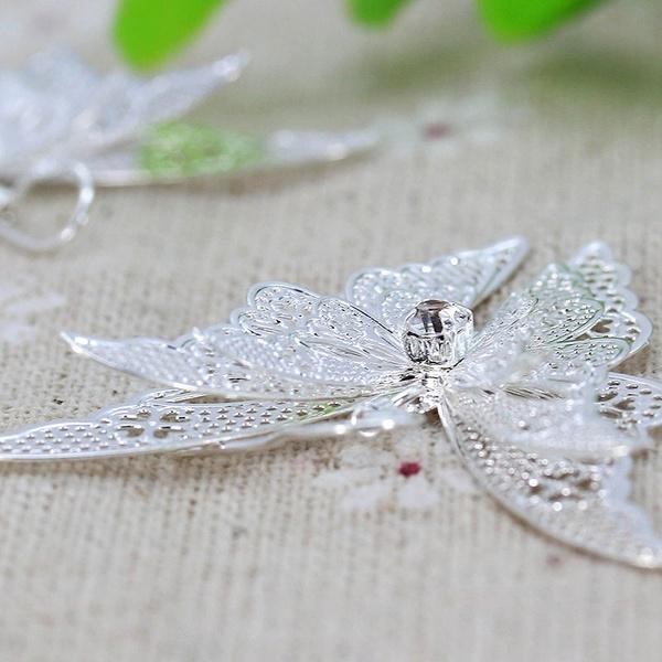 Eardrop Ladies Tone Jewelry Silver Womens Charming Butterfly Dangle Hook Earrings