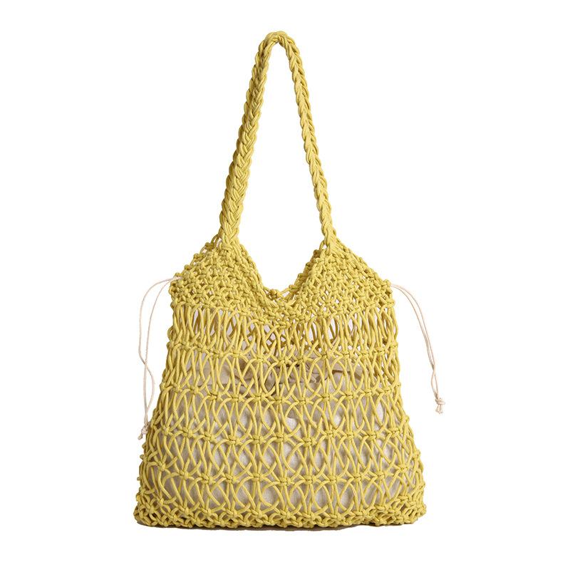 Hot Sale Hollow Shoulder Cotton Woven Bag New Flower Straw Bag Holiday Wind Beach Bag Versatile Women's Bag
