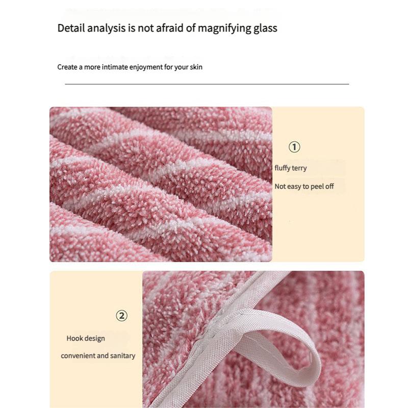 Striped Coral Velvet Bath Towel Set Fast Absorbing Thick Plush Texture Luxurious Spa-Grade Soft Bathroom Products