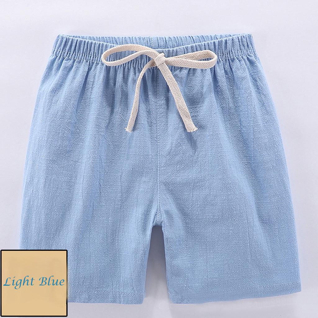 Children Kids Boy Girl Linen Summer Casual Elastic Waist Pants Shorts
