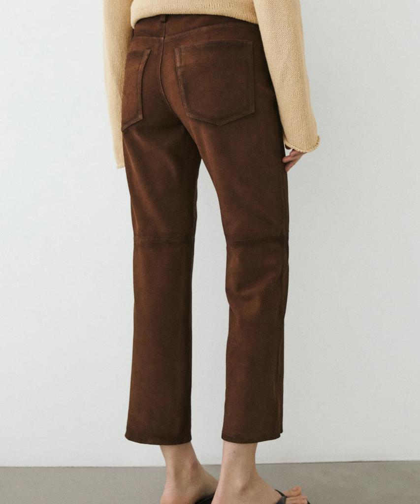 Masimodutti Cropped Suede Leather Pants With Drawstring Detail