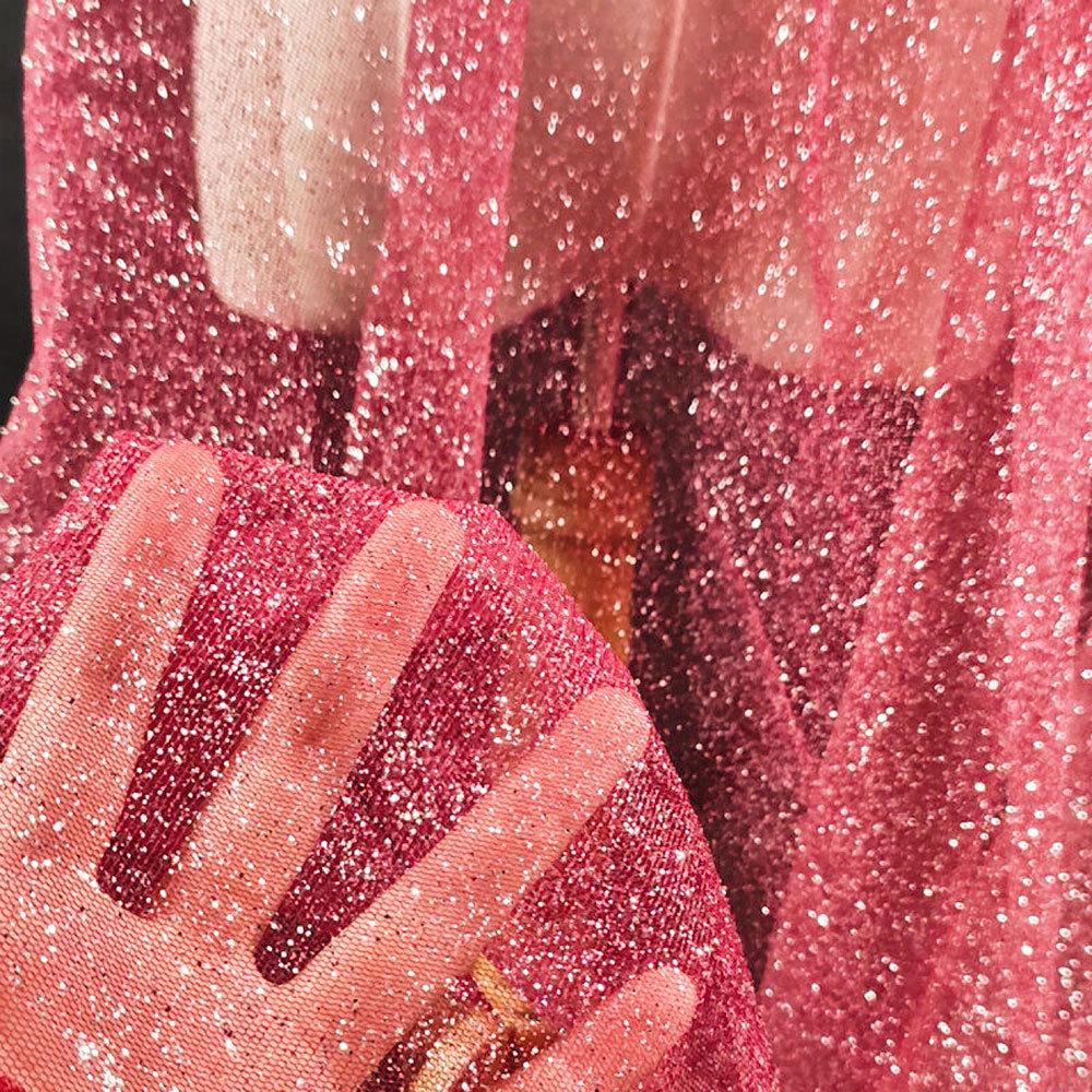 Shiny Glitter Sequin Soft Net Yarn Lace Sparkle Tulle Silver Mesh Fabric DIY Sewing Wedding Dress Veil Dance Tutu Decor Props