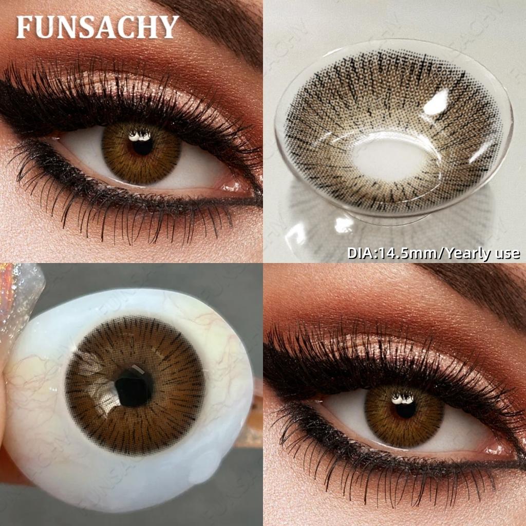 FUNSACHY 1 Pair Color Contact Lenses for Eyes Natural Softlens Lenses Cosmetic Eye Contacts Gray Pupils Yearly Lens Brown Lens