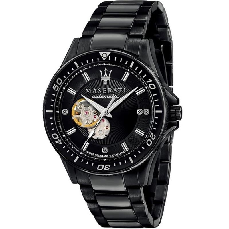 

Maserati Sfida Men s Mechanical Automatic Watch, Black Dial, Black Textile over Leather Strap R8823140005 чорний
