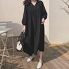 2024 Summer Chic Korean V-Neck Lace Lantern Sleeve Dress