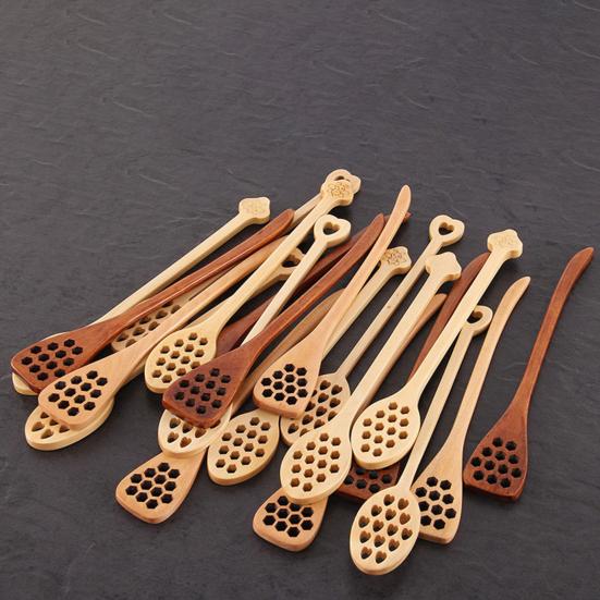 Rührlöffel Lochdesign Langer Griff Mehrzweck Holzrührstab Geschirr Lebensmittelqualität Honig Kaffee Tee Rührstab Dessertlöffel Küchenzubehör