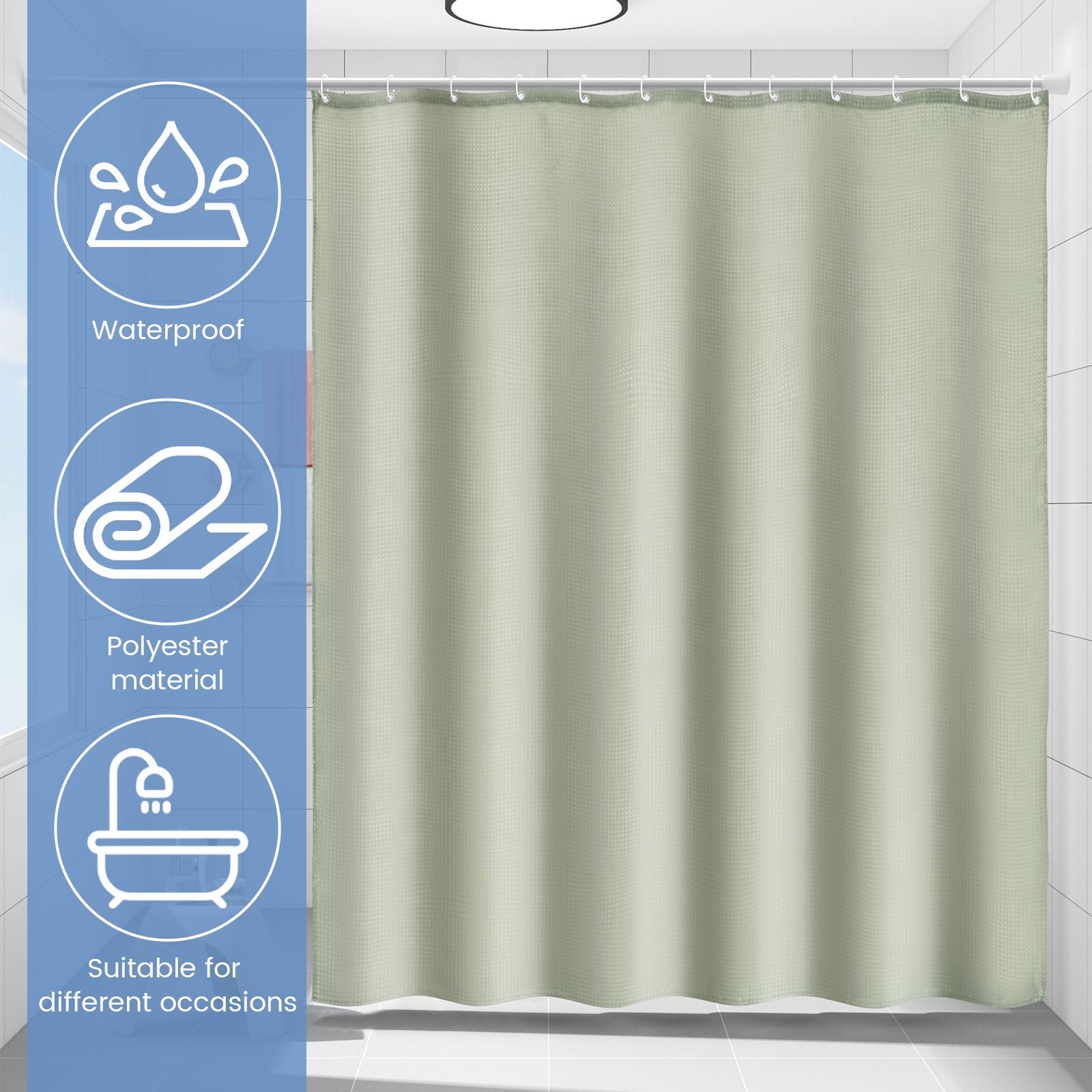 

Вафельная текстурированная водонепроницаемая шторка для душа, набор для ванной комнаты и отеля с 12 крючками black 182x182cm