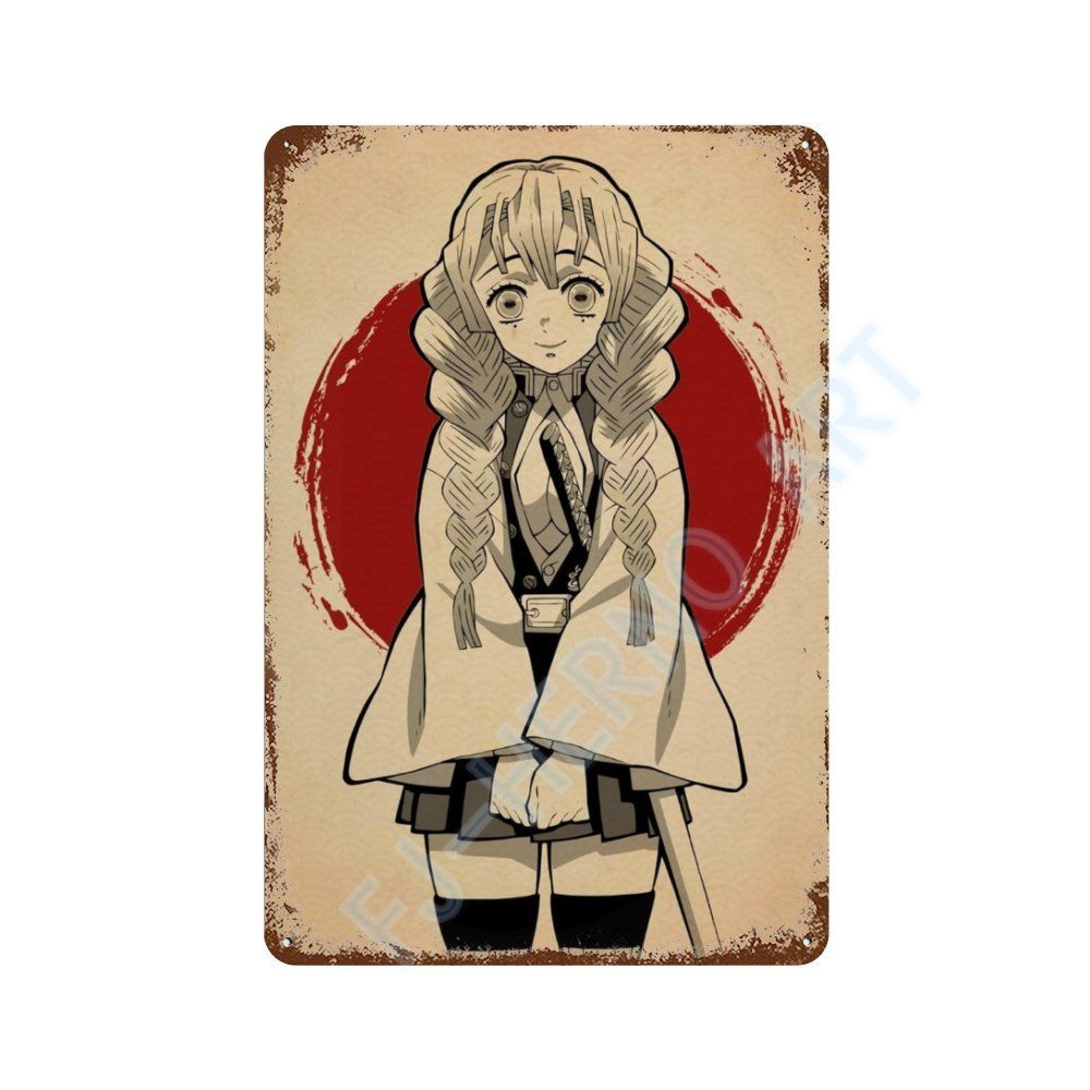 Japan Retro Anime Demon Slayer My Hero Academia Jujutsu Kaisen Metal Tin Sign Plaque Wall Art Home Kids Room Decorative Plates