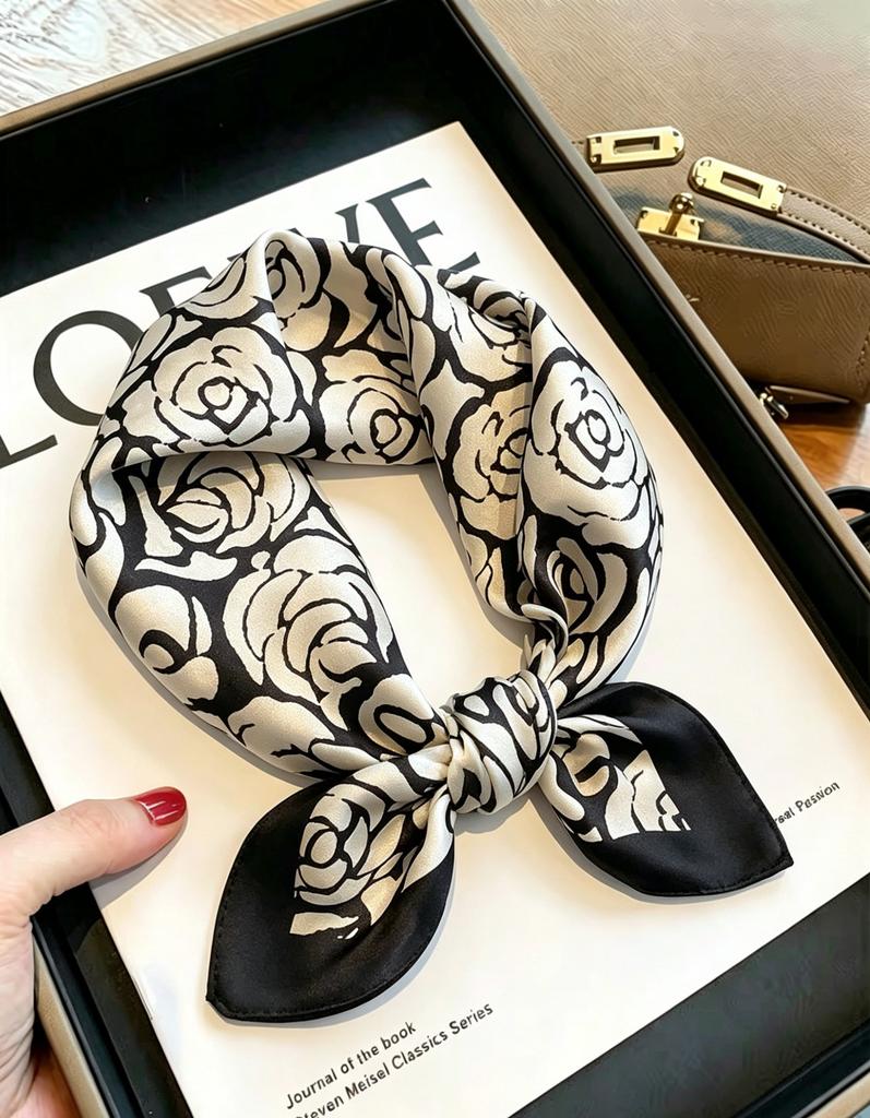 [111 mulberry silk] Bonas women's silk small square scarf silk scarf 11 new autumn and winter gift mother small scarf