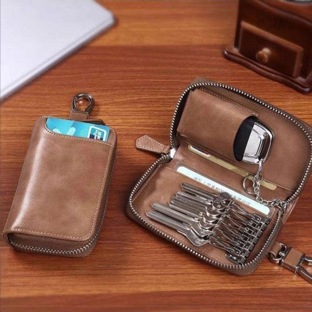 Universal Large Capacity Key Holder Leather Multi-Function Key Storage Pouch Car Key Storage Women Men