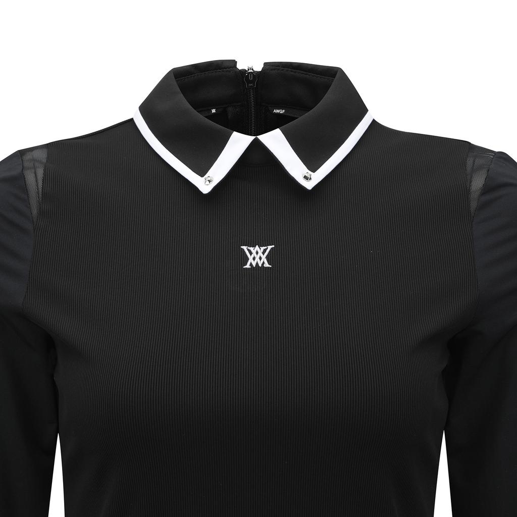 ANEW GOLF Women Mesh Hybrid Long T-Shirt_Bk