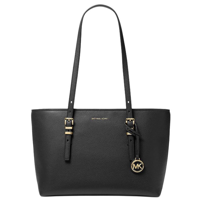 MICHAEL KORS Quinn Gold Metal Logo Charm Cowhide Tote Bag Shopping Bag Shoulder Bag Regular Women's Black