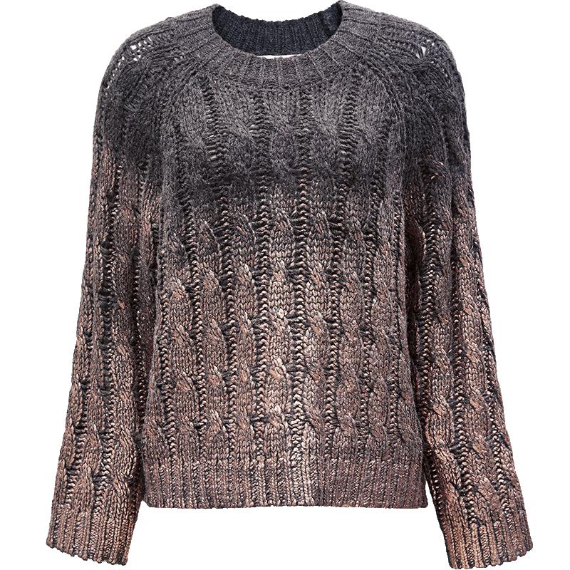 

ONLY Women s 2024 Winter Gradient Wool Blend Round Neck Sweater S