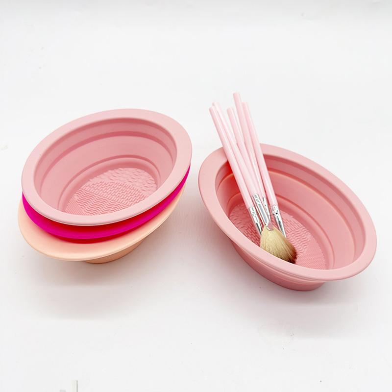 Make-up-Pinsel-Reinigungswerkzeug Faltbare Silikonschüssel Beauty Egg Cleaner Schwamm Puff Waschen Tragbare Peelingmatte Katzenohrkosmetik