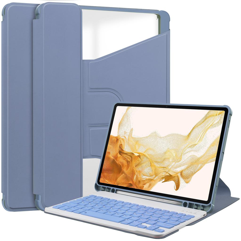 Für Samsung Galaxy Tab S10 Plus Hülle 360° drehbarer Ständer PU-Leder+Acryl Tablet-Hülle (Ohne Tastatur)