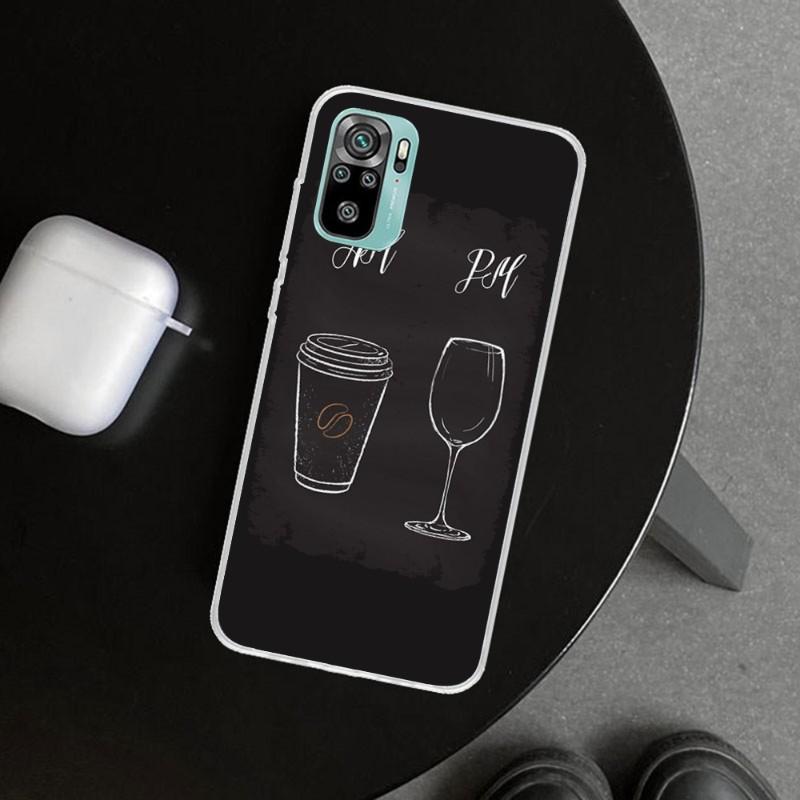 Coffee Wine Cup Phone Case For Xiaomi 12 11T 10 9 Redmi Note 10 10S Pro Redmi 9 9A 8 Transparent Phone Cover