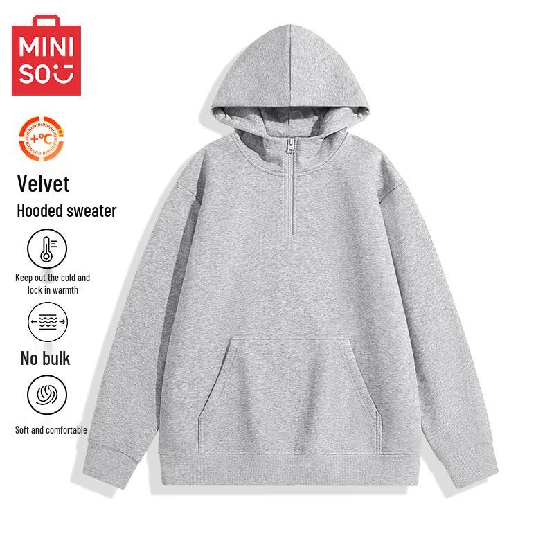 MINISO Men's Half-Zip Hooded Fleece Sweatshirt
