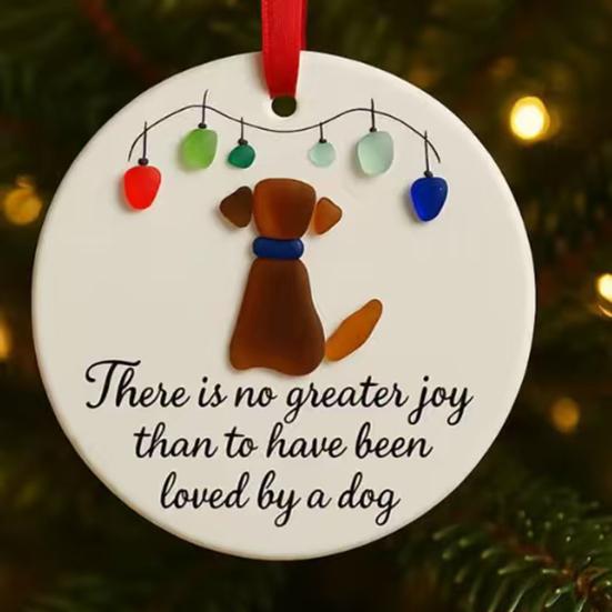 Sea Glass Art Animal Ornament Pet Memorial Christmas Tree Hanging Decor Keepsake Gift for Cats Dogs Lovers Holiday Home Decor