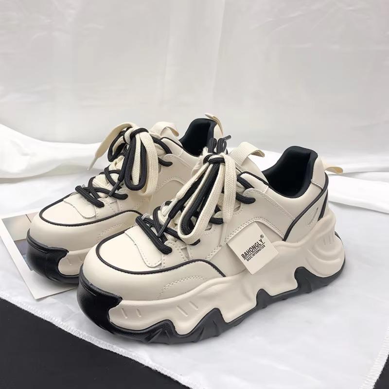 Fashion High Quality Woman Pink Board Shoes Trend Comfortable Thick Sole Increase Casual Shoes Female Sneakers Fashion Lace Up Flat Shoe