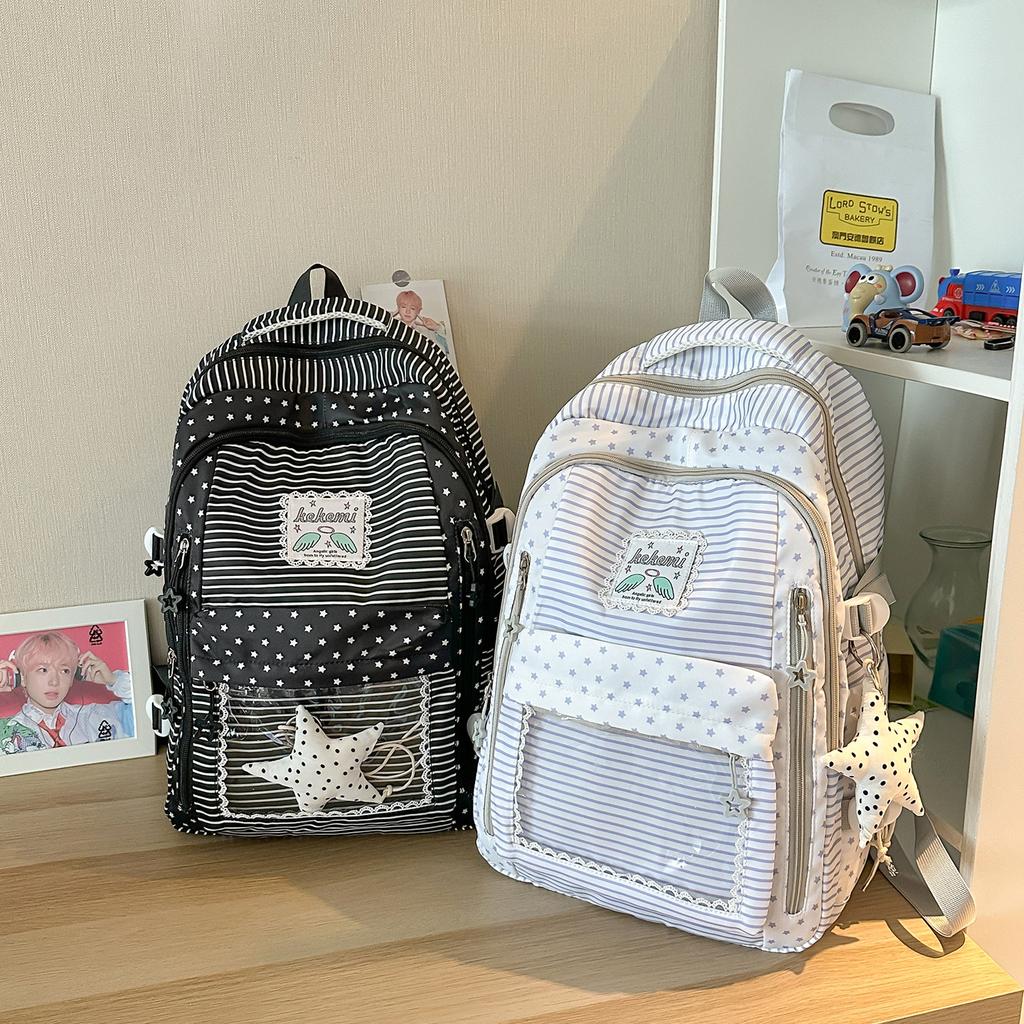 Schoolbag Vitality Soft Fog Powder Lace Polka Dot Backpack Girlfriend Daily Class Weekend Travel Sweet Backpack