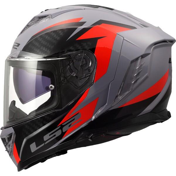 LS2 FF818 Dual Visor Full Face Motorcycle Helmet with Anti-Fog and Large Spoiler for Men & Women, All-Season, Racing Design.