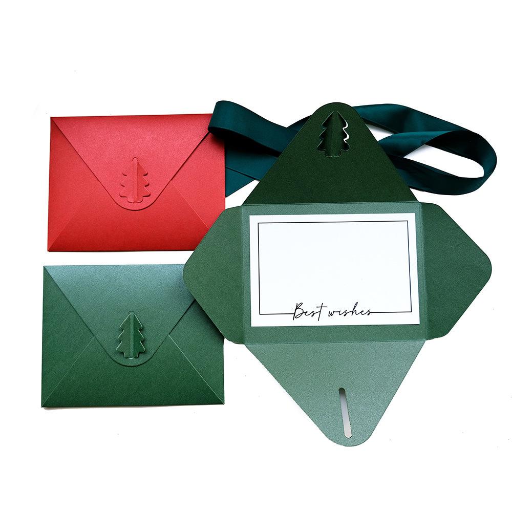 5pcs Christmas Exclusive Envelopes, A4 Thick Paper Envelopes with Christmas Tree Buckle,Suitable for Christmas Party Invitation