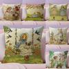 Art Sarah Kay Swing Girl Cushion Cover Natural Linen Pillow Case DoubleSided Print Decorative Sofa Pillowcase Home Decor Gift